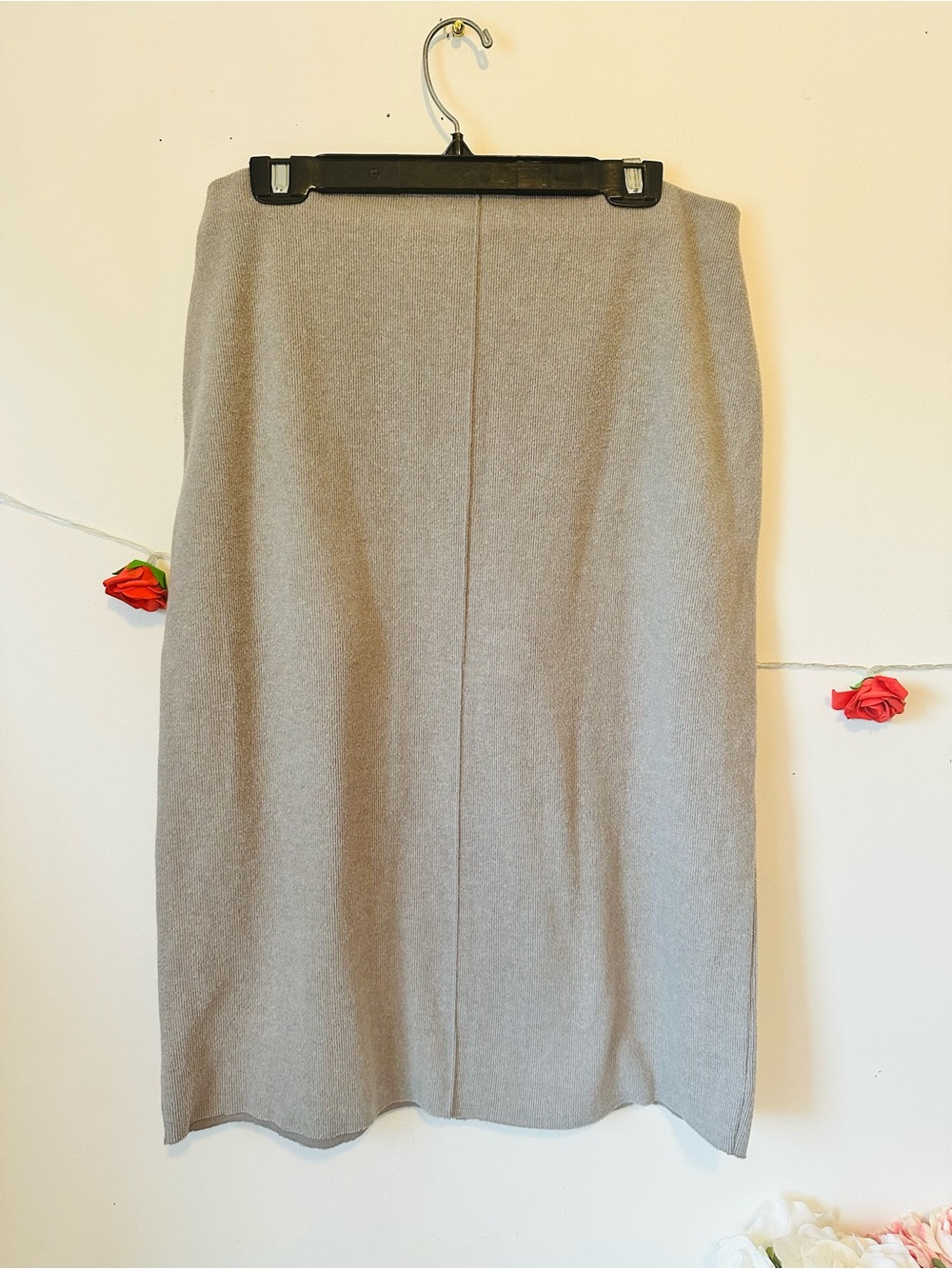 Zara Light Gray High Waist Midi Straight Skirt L